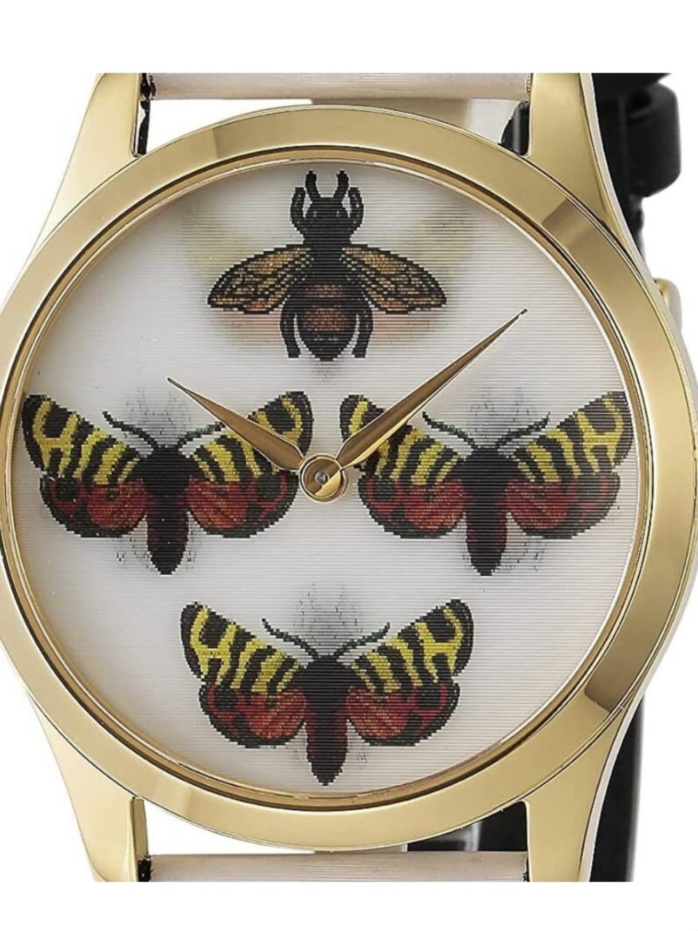 Gucci Gold watch with lenticular 3d holographic Bee/Butterfly